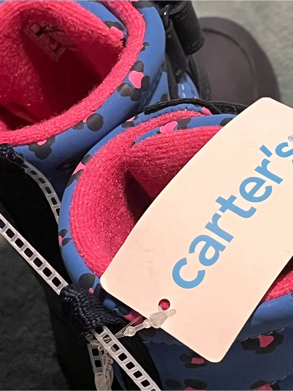 Carter's Navy Boots with Pink Leopard-Print Lining